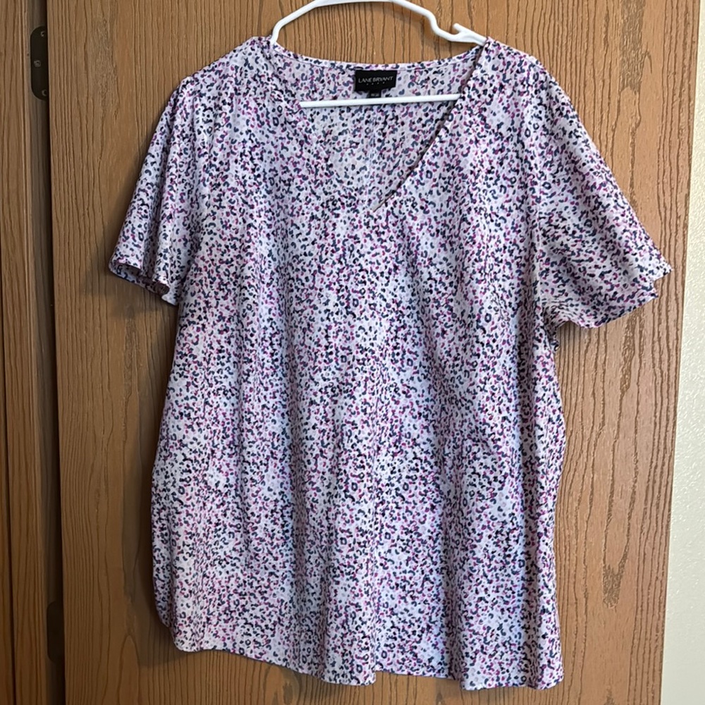 Lane Bryant Purple Short Sleeve Relaxed Blouse